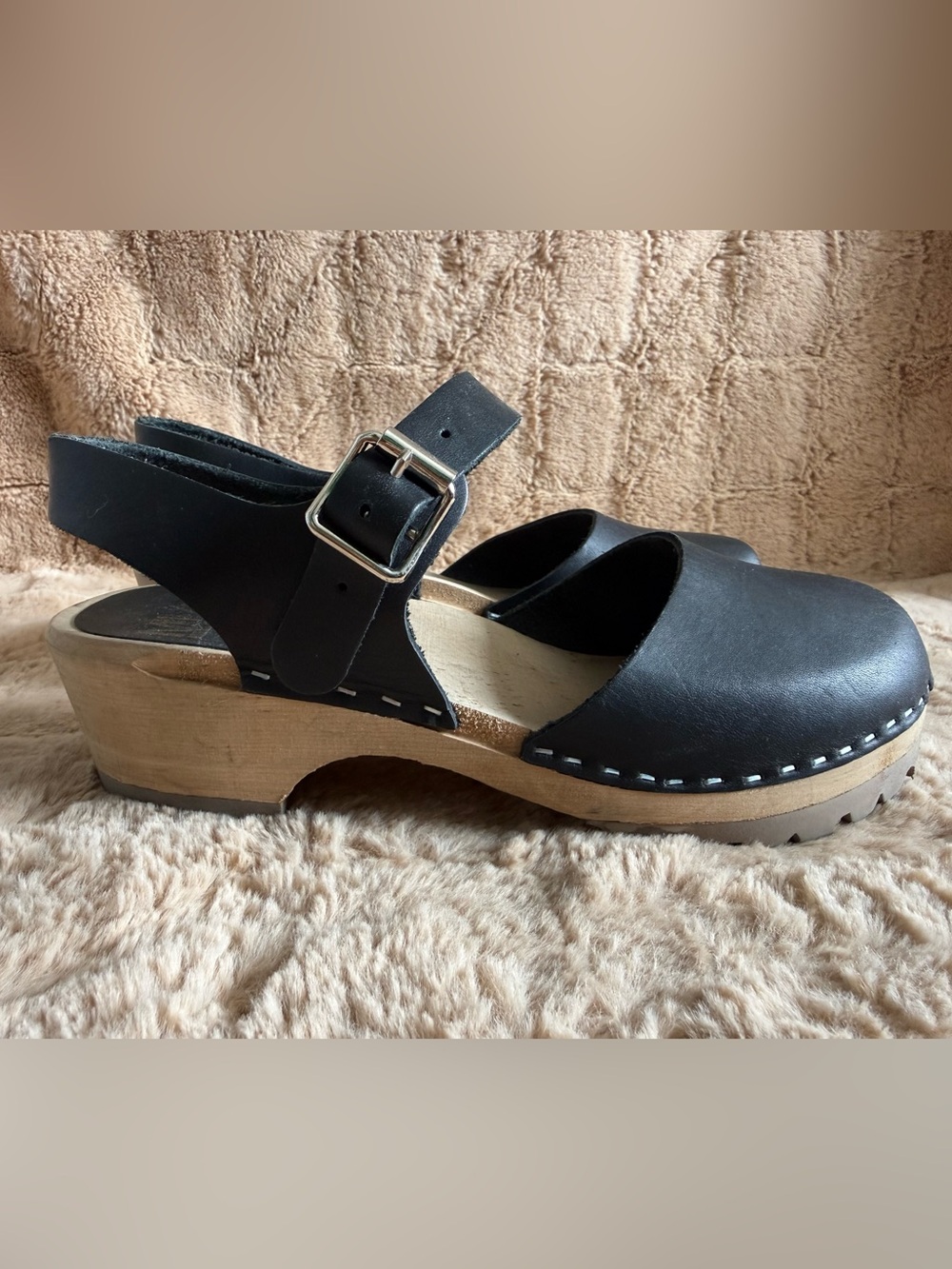 MIA Namby Wooden Leather Back Strap Clog Sandals - 7.5 EUR 38 - Picture 3 of 7